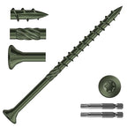 #9 x 3 Inch Deck Screws (316Pcs) 4lb. Carbon Steel, Green, Flat Head, Rust Resistant epoxy Coated, with T25 Star Bit