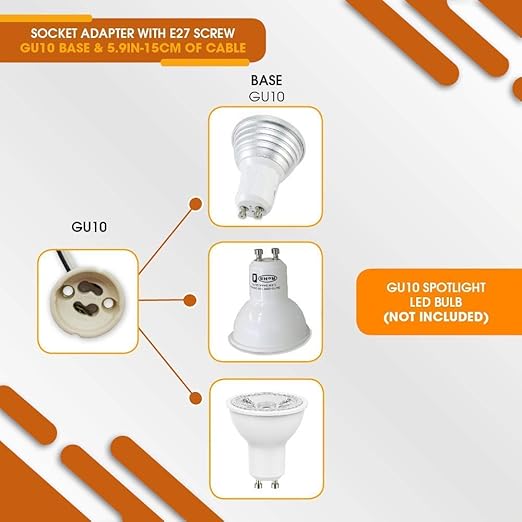 Light Socket Bulb Extender for E26 E27 Adapter to GU10 lamp with 5.9 inch Cable
