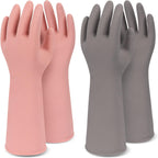 2 Pairs Household Gloves for Cleaning Rubber Dishwashing Gloves Reusable No-slip Water Resistant Medium for Women and Men（Pink+Grey）