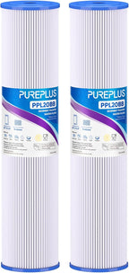 PUREPLUS 5 Micron 20" x 4.5" Whole House Pleated Sediment Filter for Well Water, Replacement Cartridge for ECP20-20BB, AP810-2, SPC-45-2020, R30-20BB, HDC3001, ECP5-20BB, 2Pack