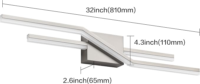 SOLFART Vanity Lights for Bathroom Dimmable Modern Brushed Nickel Bathroom Light Fixtures Over Mirror 32 Inch