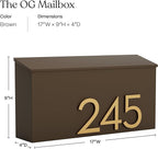 post & porch The OG Mailbox | Wall Mounted Mailbox | Black/Brown/White/Grey, 1 Size, Weatherproof Mail Box for Outside | Customizable (Brown)