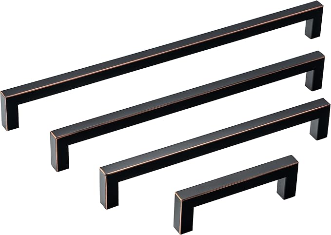 30 Pack Oil Rubbed Bronze Cabinet Pulls 5 Inch Hole Centers Square Drawer Handles Bronze Cupboard Handles Kitchen Handles for Cabinets Modern Stainless Steel Cabinet Hardware