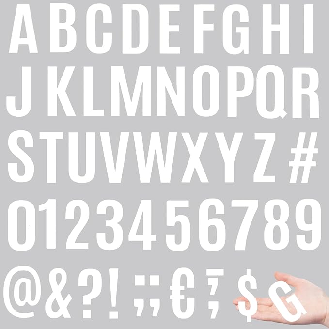 10 Sheets Vinyl Letter Number Stickers, Self-Adhesive Alphabet Stickers, Waterproof Mailbox Number Sticker Letters for Mailboxes,Door,Cars,Boats, Address Signs (White, 2 inch)