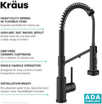 Kraus Bolden 2-in-1 Pull-Down Single Handle Kitchen Sink Filter Water Faucet for Reverse Osmosis or Water Filtration System in Matte Black, KFF-1610MB
