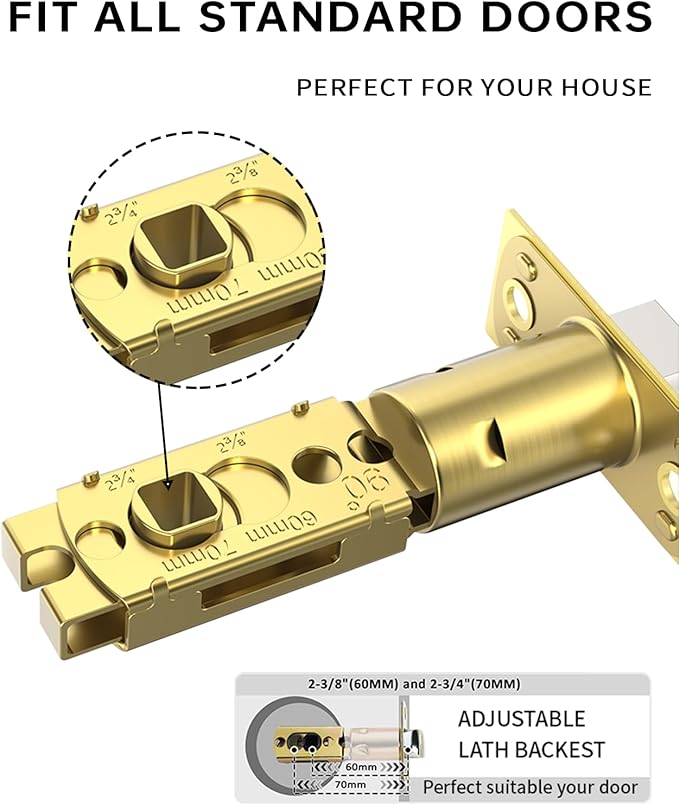 Asidrama 6 Pack Privacy Gold Door Handles, Door Lever with Door Knobs Indoor for Bedroom or Bathroom, Heavy Duty Brushed Gold Door Handles Interior with Locks for Left Right Sided Doors