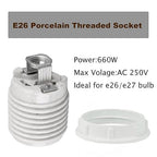 Porcelain Threaded Socket with Metal Shade Ring,JNXQWE Ceramic Medium Base Screw Socket with Hickey IPS 1/8-27,Glazed (3-Pack,Threaded)