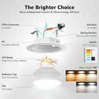 LVWIT 4 Inch LED Recessed Light, Recessed Can Lights Color Selectable 2700/3000/4000/5000/6000K 5CCT, 7W 700LM, Dimmable LED Can Lights with E26 Conversion Kit,Suitable for 4inch Can,6 Pack