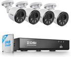 ZOSI 4K PoE NVR Security Camera System,4pcs 8MP Weatherproof Wired PoE Cameras,Smart Person Vehicle Detection,One-Way Audio,People Counting,H.265+ 4K/8MP 8CH NVR with 2TB HDD for Home 24/7 Recording