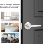 Probrico Privacy Door Handle Lever Satin Nickel Bed/Bath Door Levers Intrior Lockset Keyless Privacy Handles (3 Pack)