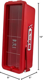 PRO&Family Fire Extinguisher Cabinet (5 lb, Red) - Fire Extinguisher Cover with Hammer Attachment, Weatherproof, Heavy Duty, Modern Design, Acrylic Front, Floor Mounted, Common Area, Emergency Use