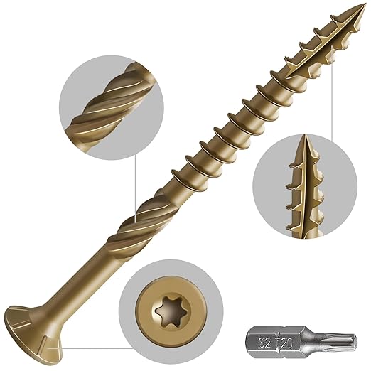 #10 * 3" Deck Screws, (137pcs) 2 lbs.Exterior Wood Screws, Rust Resistant epoxy Coated, Bronze, T25 Star Bit