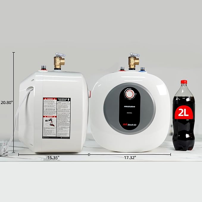 MIZUDO Electric Mini Tank Water Heater - 8.0 Gallon Point of Use Instant Hot Water Heater for RV, Camper, Kitchen, Food Truck, 120V 1440W, Under Sink, Wall or Floor Mounted, Easy to Install