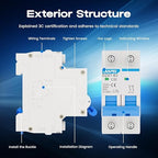 AC Miniature Circuit Breaker, 120V/240V 2 Pole 32 Amp DIN Rail Mount Circuit Breaker, MCB C32 Solar AC Disconnect Switch,Thermal Magnetic Trip