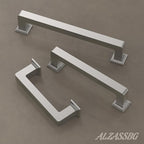 Alzassbg 6 Pack Brushed Satin Nickel Cabinet Pulls, 10 Inch(256mm) Hole Centers Cabinet Handles Square Kitchen Hardware for Cabinets AL3046SN
