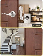 Mengico 5 Pack Satin Nickel Dummy Door Lever, Single Left Side Door Handle for Closets, Non-Turning Pull Only Lever Set, Wave Style Interior Door Knob