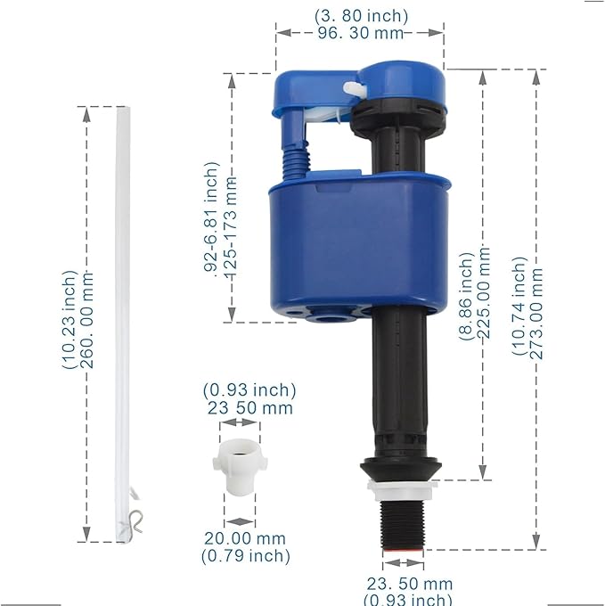 Replacement Fill Valve Assembly for Toilet Tanks - Flushing Valve Part for Toilet Tanks Repair Parts, with Quick Install Connector and Refill Pipe, Compatible with TOTO.