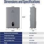 Westinghouse Natural Gas Tankless Water Heater Indoor Installation Max 5.1 GPM 120,000 BTU, WIFI Enable Temp Self Modulating Non Condensing High Efficiency for House or Commercial, APOLO Performance