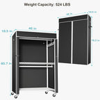 FUTASSI White Clothing Rack with Black Cover, P1C Plus Rolling Closets with Wheels, Metal Garment Rack for Hanging Clothes, Clothing Storage Wardrobe, 46" W x 18.5" D x 80.7" H, Load 524 Pounds