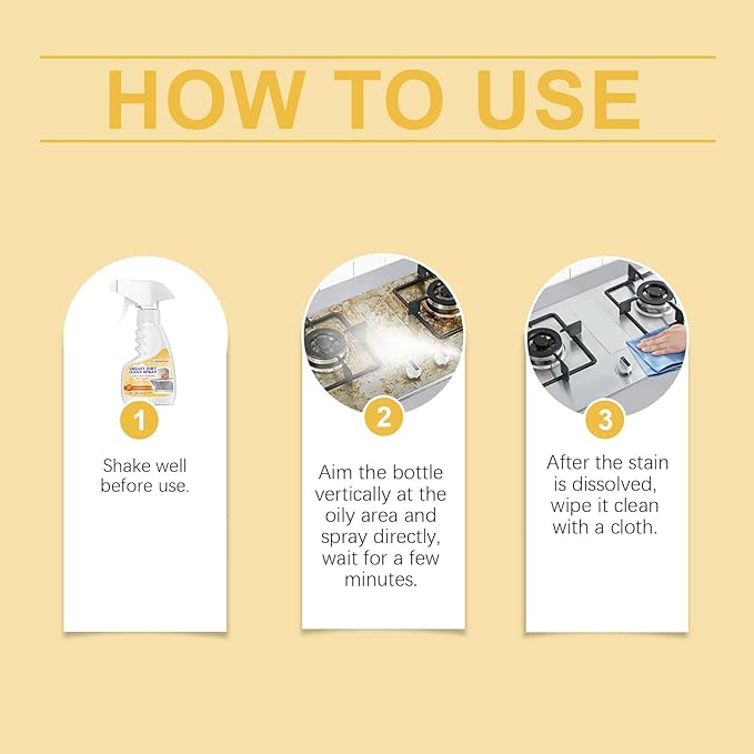 Greasy Dirt Clean Spray, Degreaser Cleaner Heavy Duty, Kitchen Cleaner, All Purpose Stain Removal Cleaners, Oven And Grill Cleaners Clean Up Kitchen Oil Stains(2, pcs-120ml)