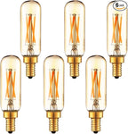 LiteHistory Dimmable T6 led Bulb 40W Candelabra led 2200K Amber 250lm 4W e12 T25 led Bulb 6Pack