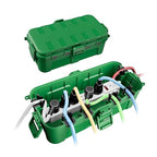 QUOBAS 2 Pack Outdoor Waterproof Electrical Box with 6 Cable Ports, IP54 Weatherproof Heavy-Duty Extension Cord Cover for Power Strips, Garden Power Tools, Holiday Lights, Green