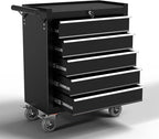 5-Drawer Metal Rolling Tool Chest with Wheels,Tool Storage Cabinet with Locking System，Toolbox with Wheels for Garage, Warehouse, Workshop, Repair Shop (Black, 5Drawer)