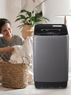 17.7 lbs Full-Automatic Washing Machine with LED Display, Laundry Washer with Drain Pump, 10 Wash Programs 8 Water Levels Washer & Spinner for Home, Apartment, Dorms, Grey