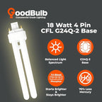 GoodBulb 18 Watt CFL Light Bulbs | 4 Pin G24Q-2 Base 3000K Warm White | 18W High Output 1200 Lumens | Double Tube Compact Fluorescent Light Bulbs Plug-in | 10 Pack