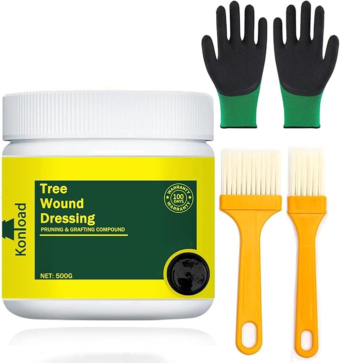 Tree Pruning Sealer with Brushes/Gloves, 500G Tree Wound Dressing Ready-to-Use Tree Protective Seal for Trees, Shrubs, Roses