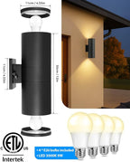 KIZON Dusk to Dawn Outdoor Lighting 2 Pack, Modern Outdoor Wall Lights Black Exterior Lighting Fixtures Wall Mount with E26 Base, Waterproof Sconce Porch Light with Bulbs Included, ETL Listed
