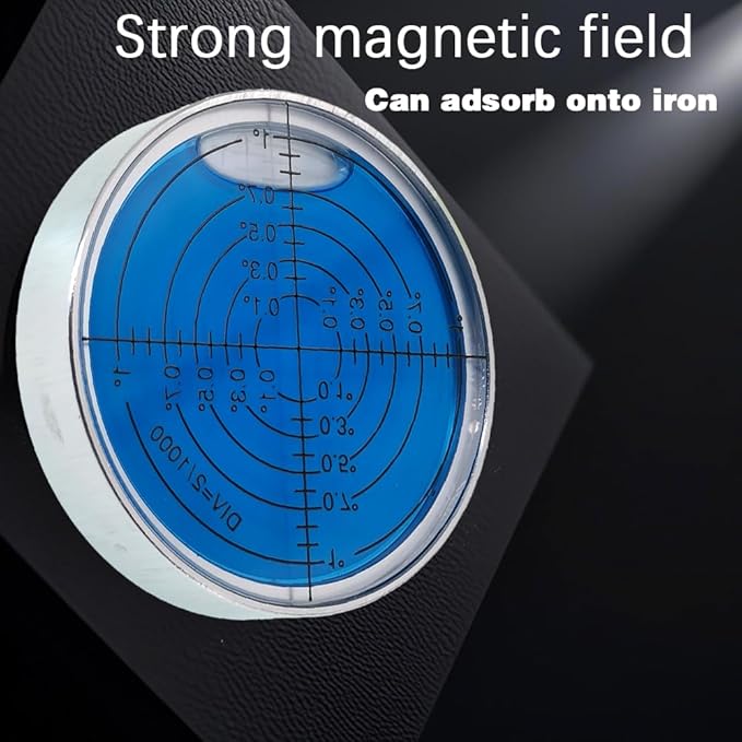 6'/2mm Point high Precision Universal Level Bubble Metal Bubble Water Leveler Cross Level Gauge Small Household (Blue Luminous Magnetic)
