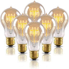 Warm Edison Light Bulbs, 60 Watt A19 Vintage Incandescent Light Bulbs, Dimmable Yellow Old Fashioned Amber Light Bulbs, 2100K Warm White, E26 Base, 6 Pack