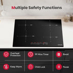 GASLAND 4 Burners Induction Cooktop 24 Inch,7200W Built-in Induction Stovetop with Booster and Timer, 240V Electric Hob, 9 Power Levels, Slide Touch Control, Child Safety Lock, Hard Wire