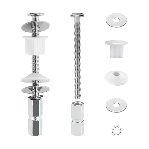 2Pcs Universal Toilet Tank Bolts Nuts, Heavy Duty Toilet Seat Screw Bolt Set, Premium Stainless Steel Hardware with Rubber Washers, Extra Long Nuts Easy Installation (MFL01)