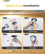 Ensenior 12 Pack 3 Inch LED Recessed Ceiling Light, Dimmable, 2700K-5000K 5CCT, 500LM 6W 120V, High Brightness Canless Wafer Downlight - ETL&FCC&IC