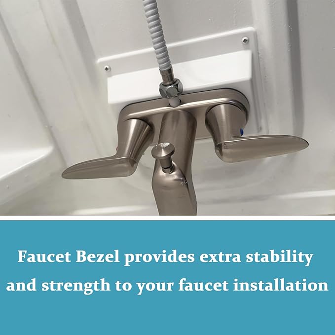 White Duo Faucet Mount KIT Faucet Bezel Stand Off Faucet Cover