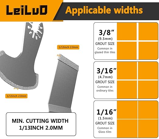 LEILUO 6Pcs Diamond Oscillating Multi Tool Blades Kit for Grout Removal Fit DeWalt Milwaukee Makita Ryobi and More