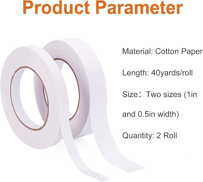 2 Rolls Double Sided Tape, Two Different Size Double-Sided Adhesive Tape Set - Ideal for Crafts & Arts, Scrapbooking, Paper and More(1 Inch+1/2 Inch, 40 Yards Per Roll)