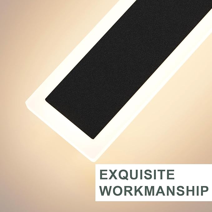 Aipsun 2 Pack Modern Black LED Outdoor Wall Light, 11.8x3.54x1.73 inches, 10W, 1000 Lumen, Warm Light, Waterproof IC Driver, Hardwired, for Porch, Balcony, Yard, Home