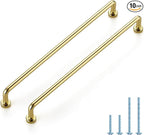 JOY DECOR Cabinet Pulls – 8-3/4 Inch Hole Center, Polished Brass, 10 Pack, Zinc Alloy Cabinet Handles for Drawers & Cupboard – Vintage Style Hardware for Kitchen, Bathroom, Dresser, Furniture Makeover