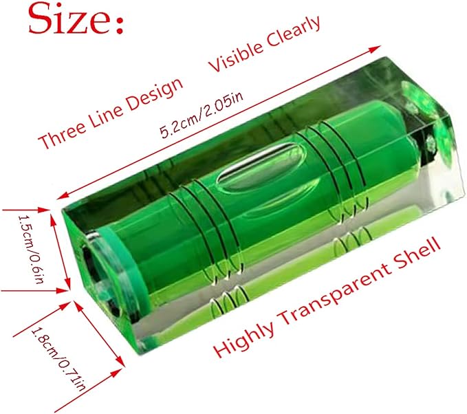 Small Bubble Level Tool Mini bubbles rectangle Three Line Horizontal Pearl 522015MM Magnetic/non Dual-use High Precision For Motorhome, Camping, Trailer, Construction, Photo frame, CNC machine