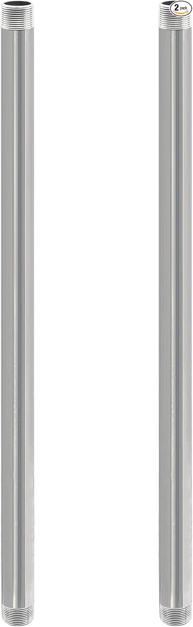 GeilSpace 3/4" x 36" Stainless Steel Pipe, 304 Pipe Nipple Fits Standard 3/4 Inch Threaded Pipes and Fittings, DIY Industrial Metal tube (2 PCS)