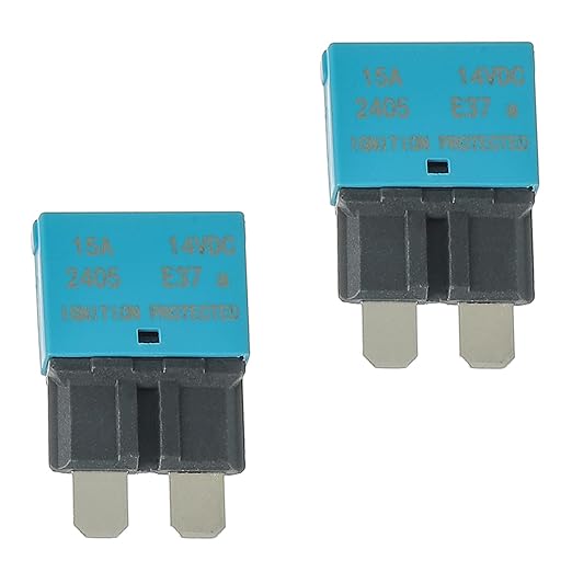 15A DC 12V-14V Auto Reset Circuit Breaker ATC/ATO Low Profile T1 Mini Blade Fuses Breakers for Car Trucks Marine Boat RV Solar and More,2 Pack