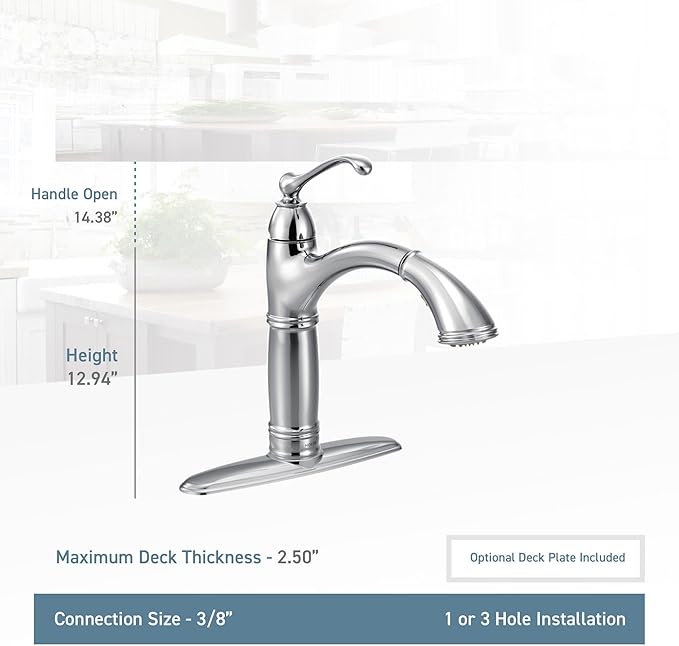 Moen 7295SRS Brantford One-Handle Pullout Kitchen Faucet Featuring Power Clean and Reflex, Spot Resist Stainless