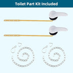 Hygie Rinse 2PCS Universal Metal Toilet Handle Replacement Kit Front Mount Toilet Lever Compatible with TOTO/Glacier Bay/Gerber, Toilet Flush Handle with Flapper Chain, White