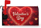 Valentine's Day Mailbox Covers Magnetic Large Size 25.5x21 Inch Red Heart Mailbox Cover Oversized Love Post Letter Box Wraps for Outdoor Garden Decorations