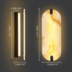 14.17in Alabaster Wall Sconces, Natural Marble Wall Light Set of Two, Modern LED Alabaster Sconces for Living Room Indoor Wall Lamps for Dining Room Stairs Bedroom,Black