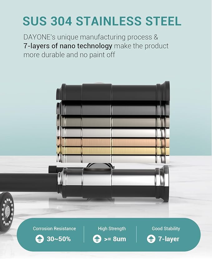 Matte Black Kitchen Faucets with Pull Down Sprayer, DAYONE Single Handle Stainless Steel Kitchen Faucet One Hole High Arc Farmhouse Sink Faucets with Soap Dispenser, DAY-136MB