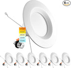 LUXRITE 5/6 Inch LED Recessed Retrofit Downlight, 14W=90W, CCT Color Selectable 2700K | 3000K | 3500K | 4000K | 5000K, Dimmable Can Light, 1100 Lumens, Wet Rated, Energy Star, Smooth Trim (6 Pack)